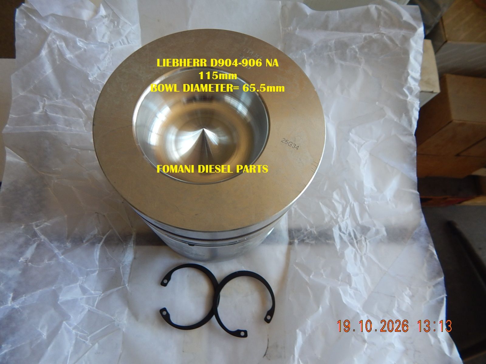 Piston Ø115 — D904 / D906 NA (65.5mm bowl)