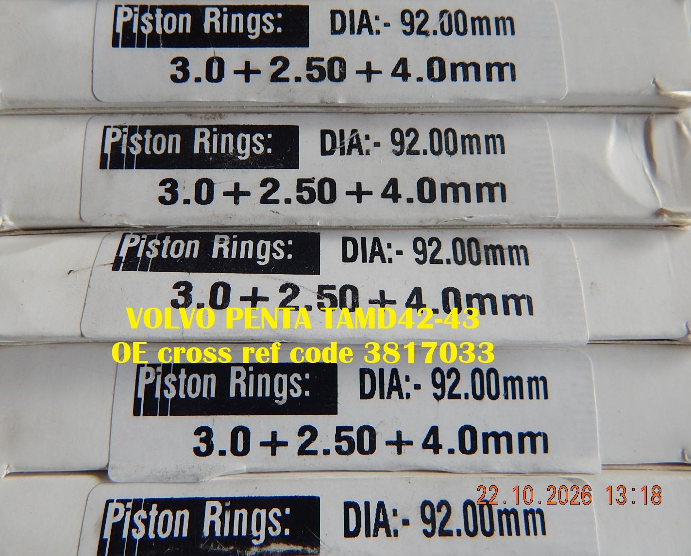 Piston Rings Ø92 — TAMD42 / TAMD43