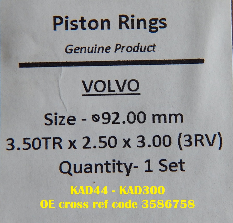 Piston Rings Ø92 — KAD44 / KAD300